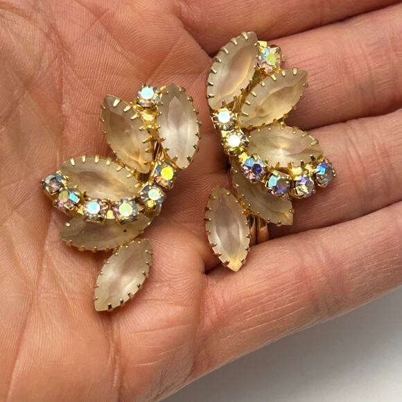 VTG Juliana D&E Frosted AB Rhinestone Jewelry Demi Parure Set Old Hollywood - Picture 3 of 12